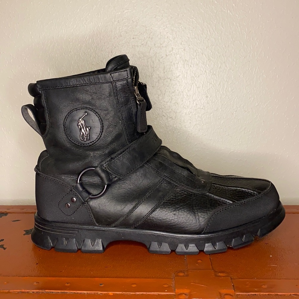 Black Leather Ralph Lauren Boots